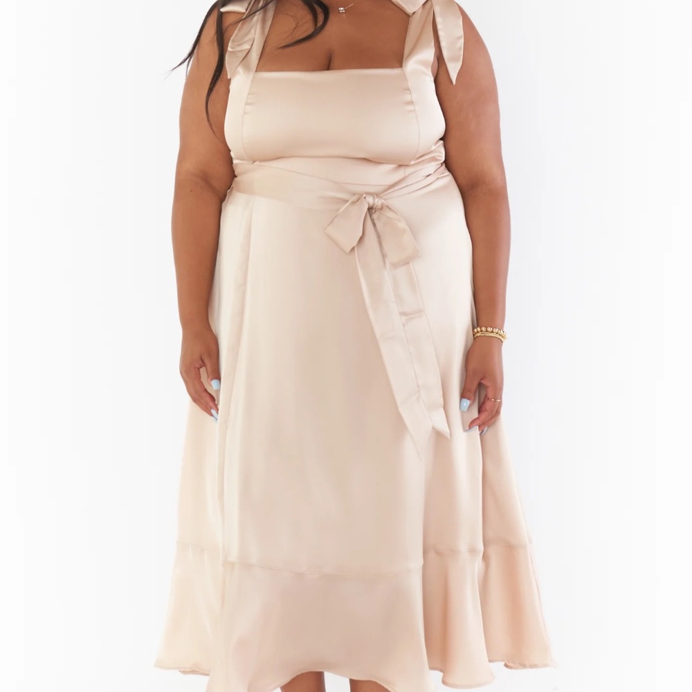Mumu Weddings Claire Midi Dress - Champagne - M - Dry Cleaned! - Picture 7 of 15